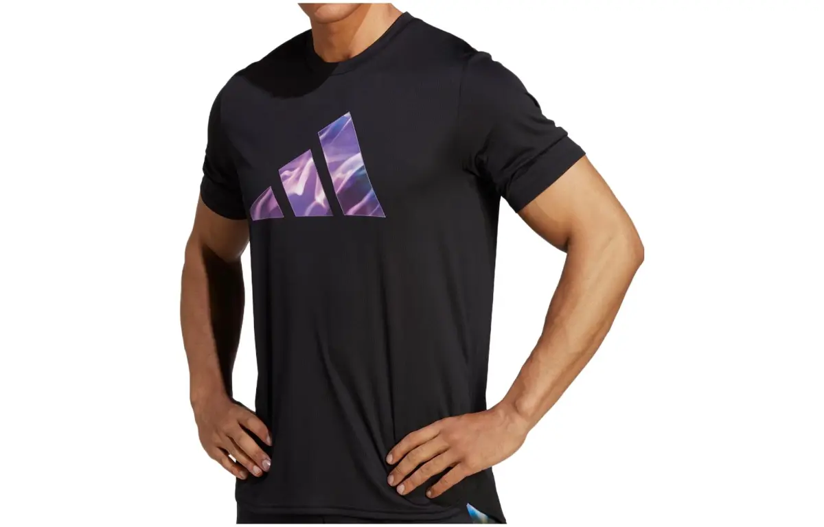 Adidas T-Shirts Men's Black Crew Neck Moderate Straight Fit