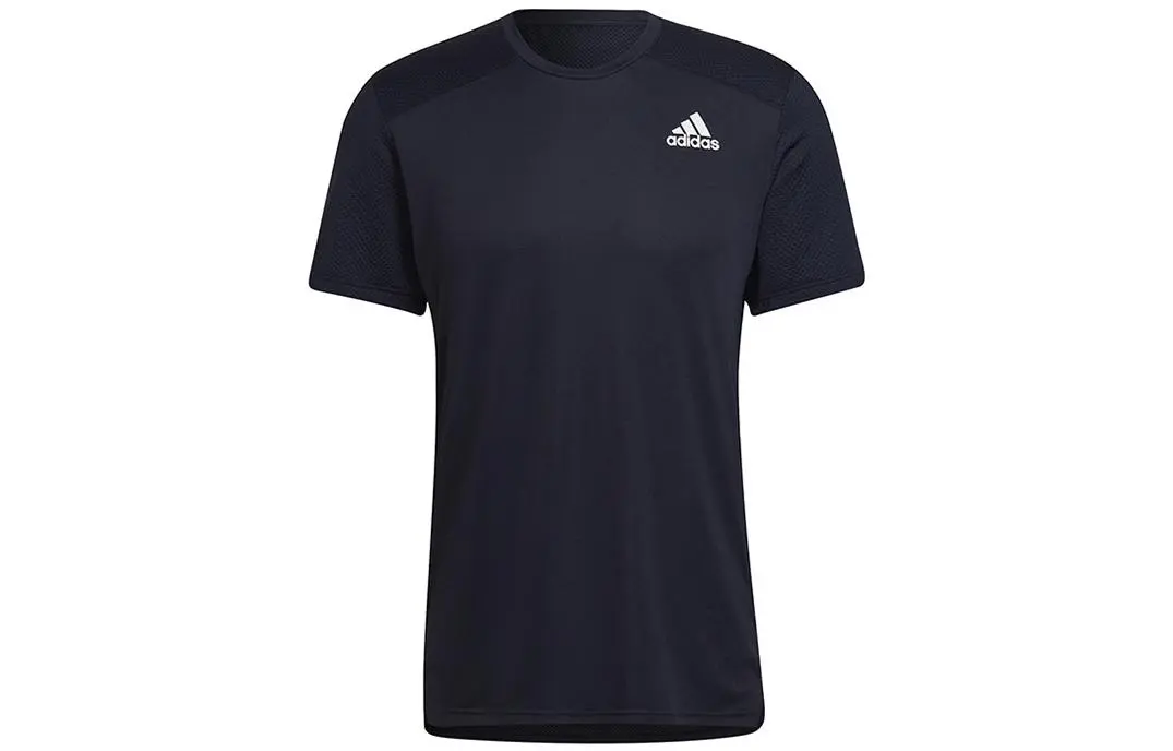 Adidas T-Shirts Men's Ink Blue Crew Neck Moderate Straight Fit