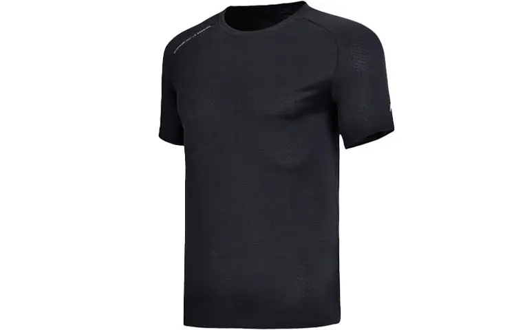 Li Ning Running Collection T Shirts Men's Black Crew Neck Moderate Straight Fit