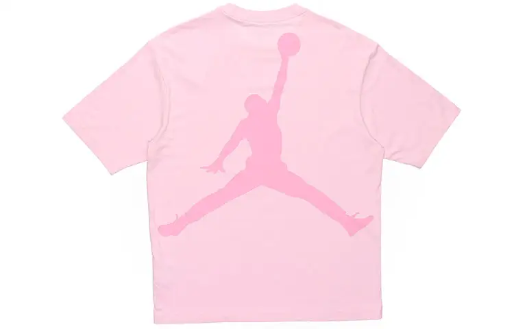 Jordan T Shirts Men's Pink Crew Neck Moderate Straight Fit