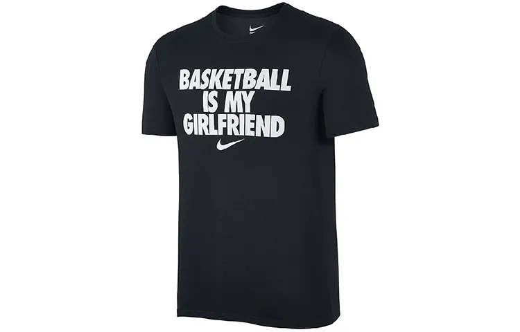 Nike T-Shirts Men's Black Crew Neck Moderate Straight Fit