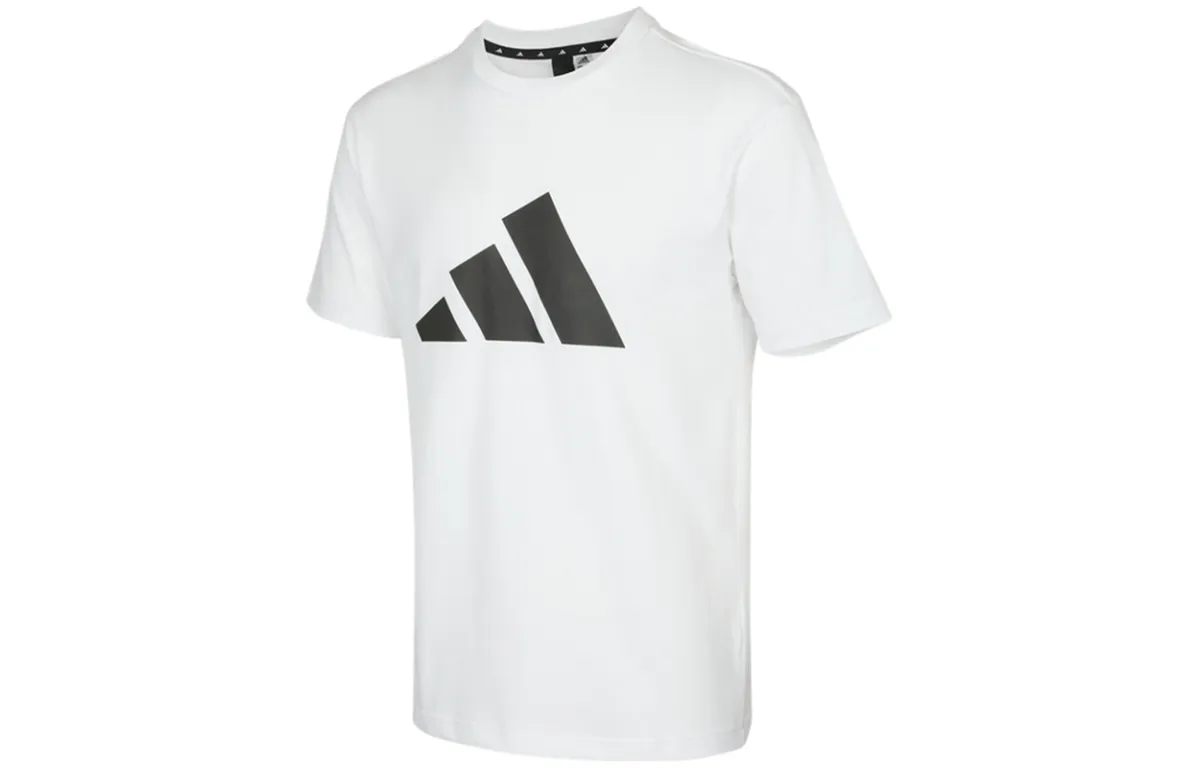 Adidas T-Shirts Men's White Crew Neck Moderate Straight Fit
