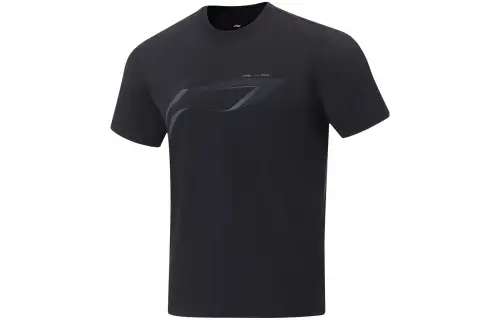Li Ning Fitness Series T Shirts Men's Black Crew Neck Moderate Straight Fit