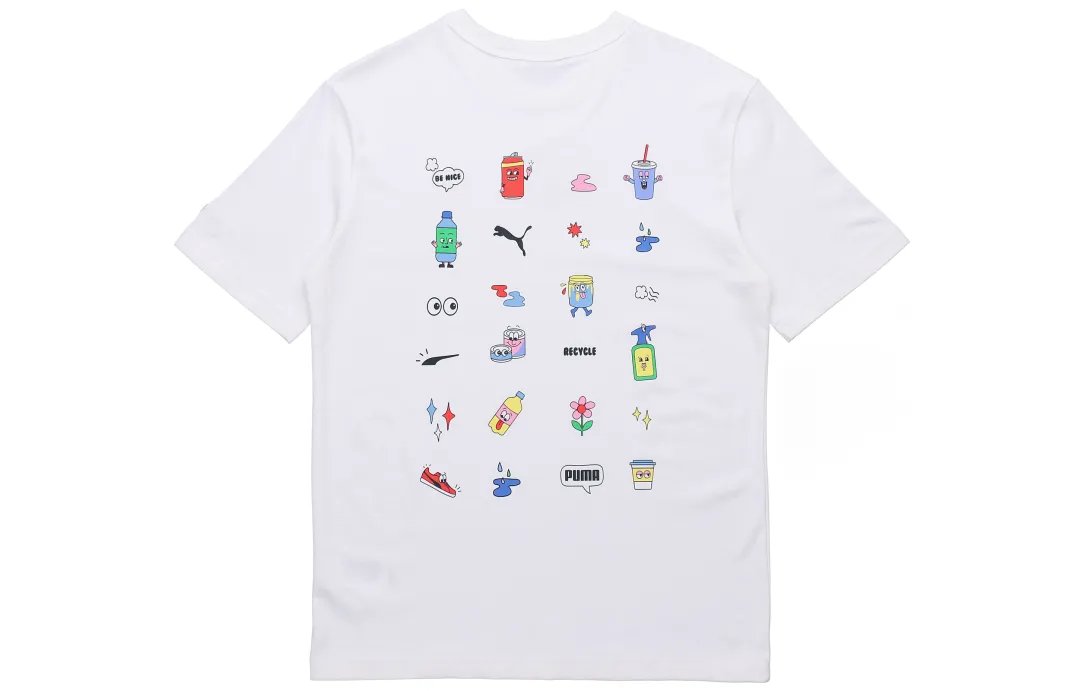 PUMA T Shirts Men's White Crew Neck Moderate Straight Fit