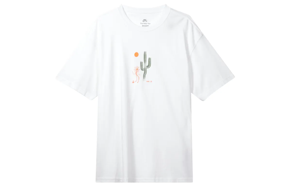 Nike T-Shirts Men's White Crew Neck Moderate Straight Fit