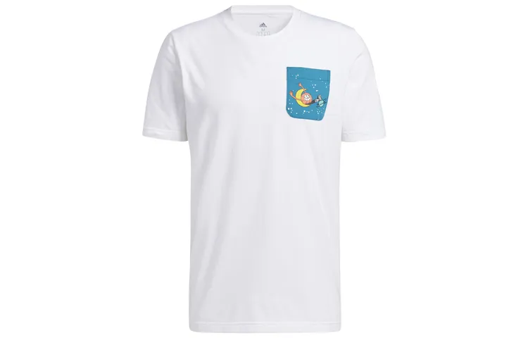 Adidas T-Shirts Men's White Crew Neck Moderate Straight Fit