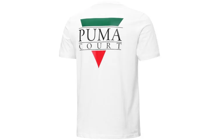 PUMA T Shirts Men's White Crew Neck Moderate Straight Fit
