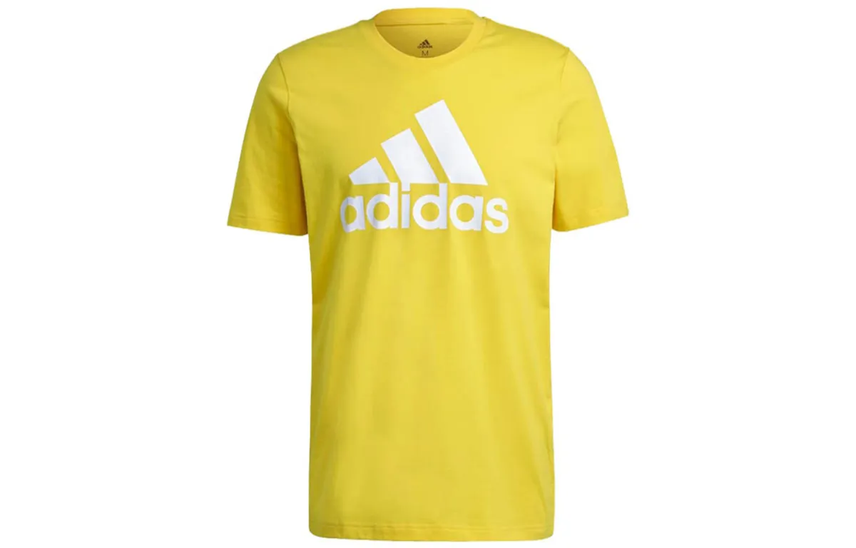 Adidas T-Shirts Men's Yellow Crew Neck Moderate