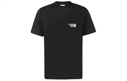 Vetements T Shirts Men's Black Crew Neck Moderate Straight Fit