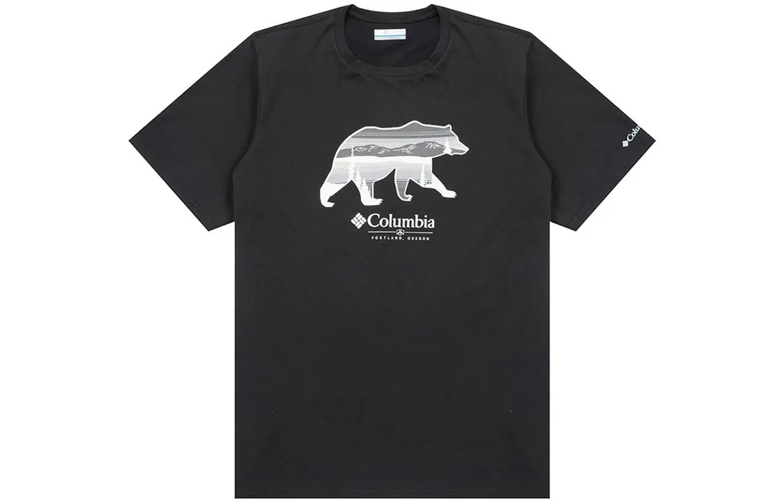 Columbia T-Shirts Men's Black Crew Neck Moderate Straight Fit