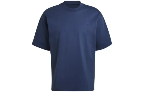 Adidas Originals T Shirts Unisex Blue Crew Neck Moderate Straight Fit