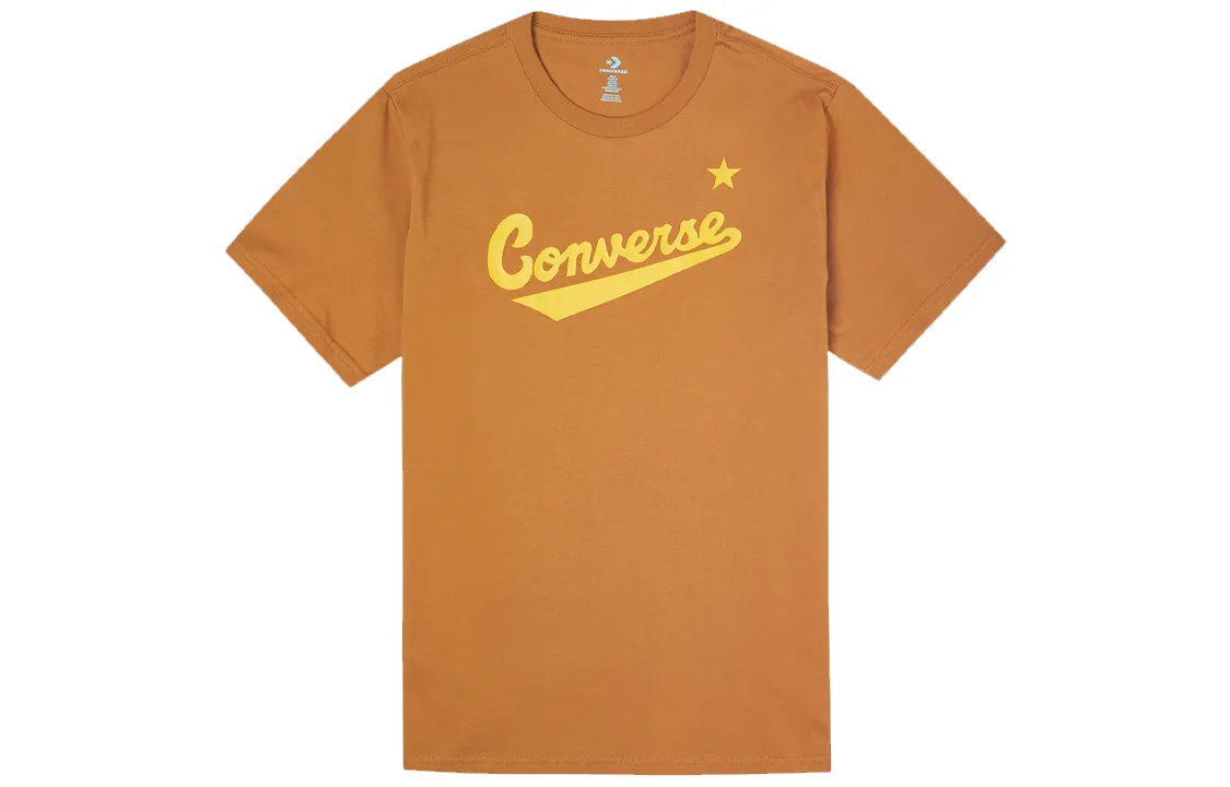 Converse T-Shirts Men's Orange Crew Neck Moderate Straight Fit