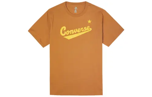 Converse T Shirts Men's Orange Crew Neck Moderate Straight Fit