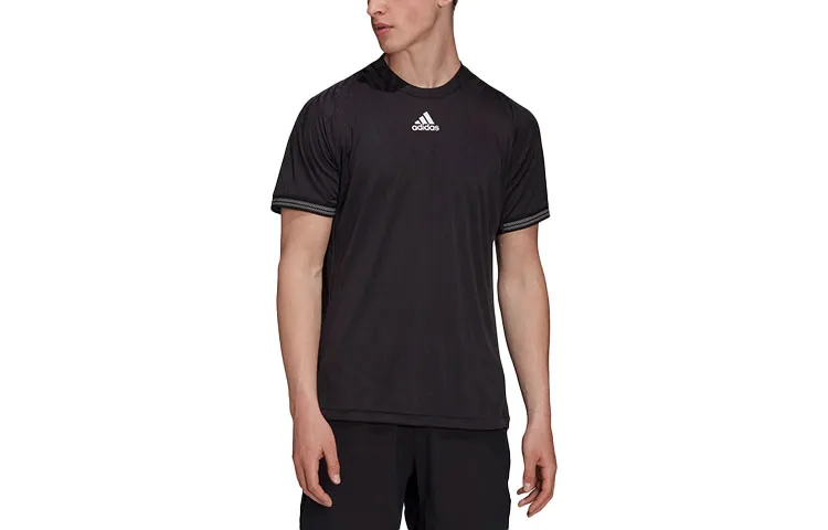 Adidas T-Shirts Men's Black Crew Neck Moderate Straight Fit