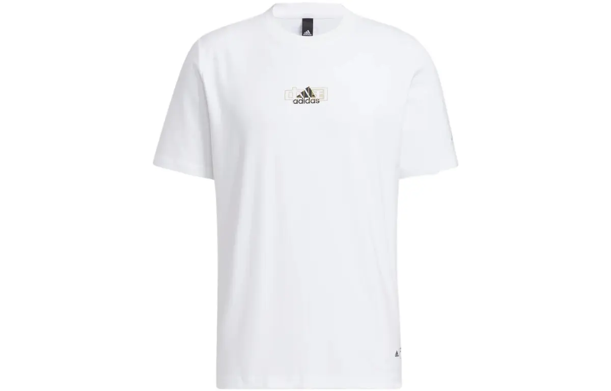 Adidas T-Shirts Men's White Crew Neck Moderate Straight Fit