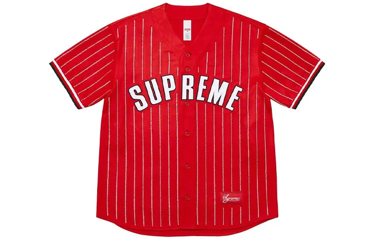 Supreme Rhinestone Stripe Baseball Jersey