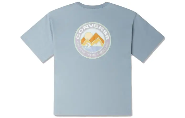Converse T-Shirts Men's Blue Crew Neck Moderate Straight Fit