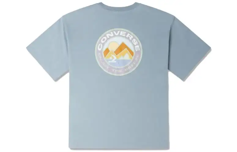 Converse T Shirts Men's Blue Crew Neck Moderate Straight Fit
