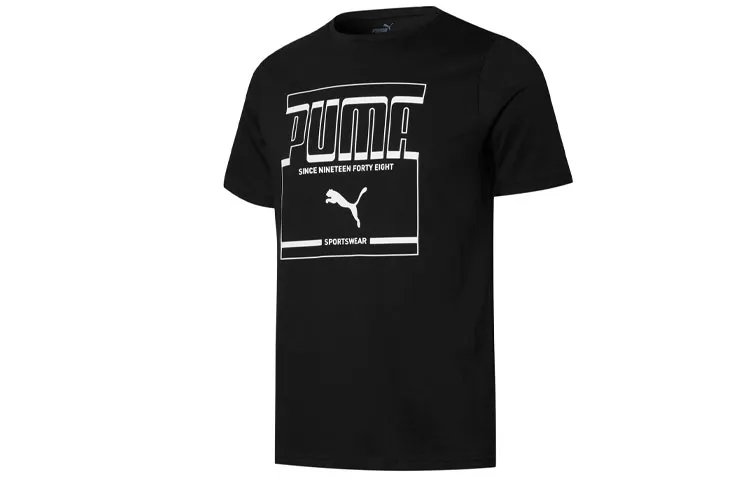 PUMA T-Shirts Men's Black Crew Neck Moderate Straight Fit