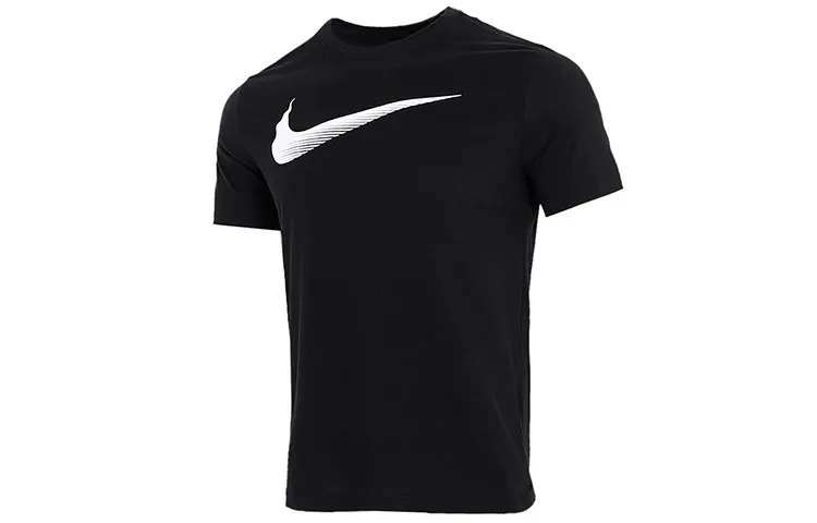 Nike T-Shirts Men's Black Crew Neck Moderate Straight Fit