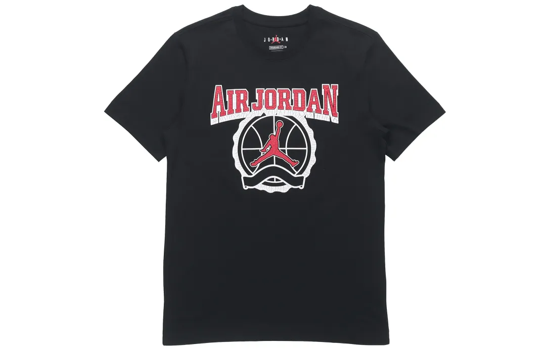 Jordan T Shirts Men's Black Crew Neck Moderate Straight Fit