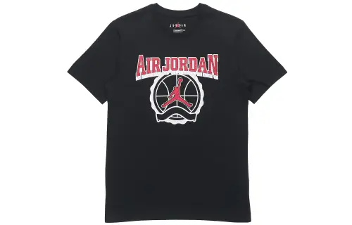 Jordan T Shirts Men's Black Crew Neck Moderate Straight Fit
