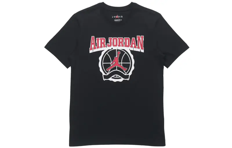 Jordan T Shirts Men's Black Crew Neck Moderate Straight Fit