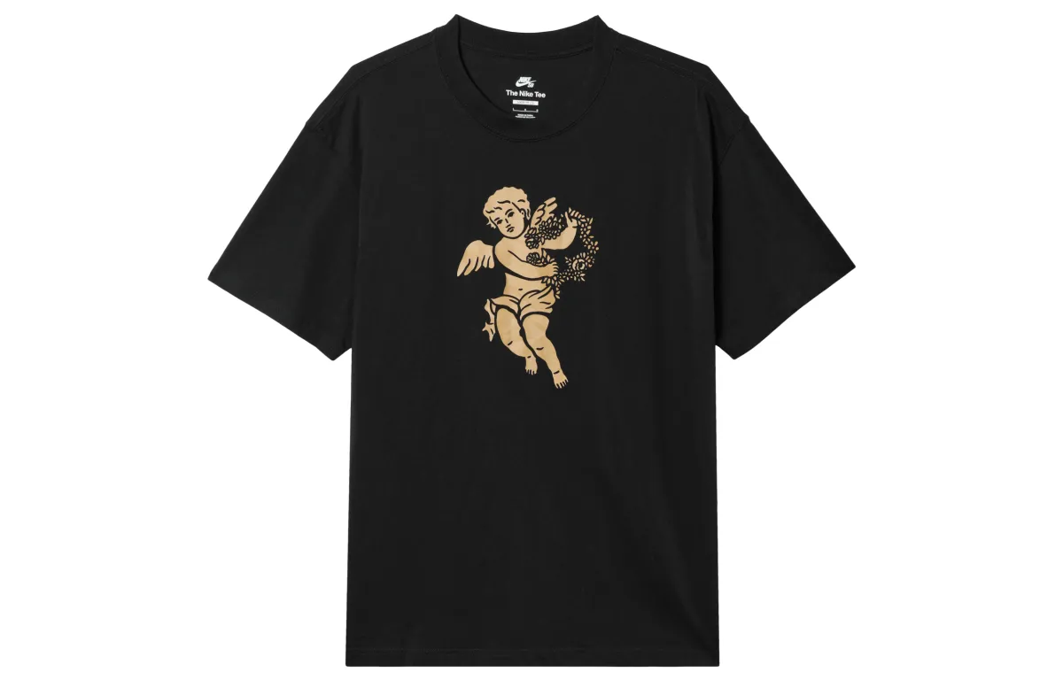 Nike T-Shirts Men's Black Crew Neck Moderate Straight Fit
