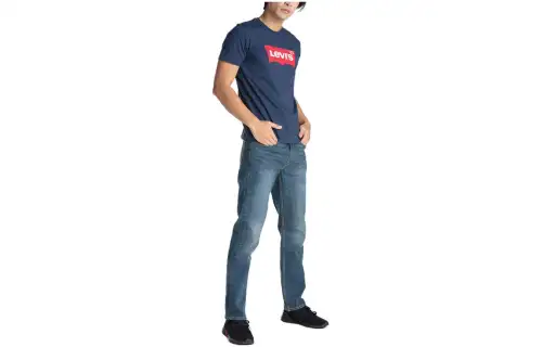 Levis T Shirts Men's Navy Blue Crew Neck Moderate Heavyweight