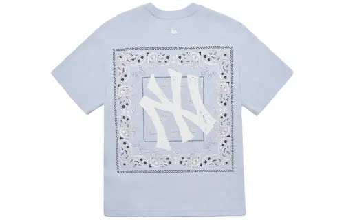 MLB New York Yankees T Shirts Unisex Light Blue Crew Neck Moderate Straight Fit