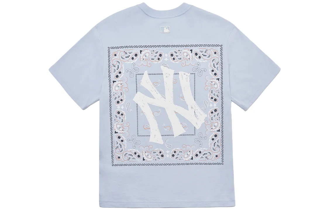 MLB New York Yankees T-Shirts Unisex Light Blue Crew Neck Moderate Straight Fit