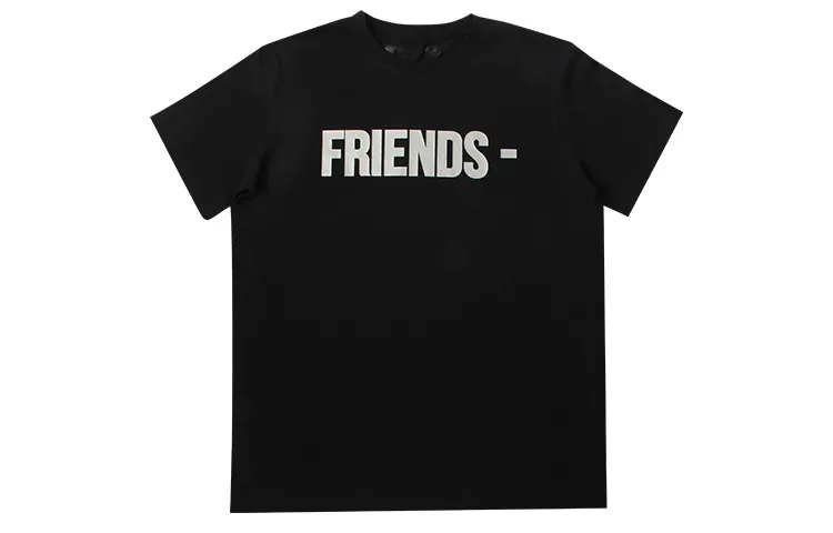 VLONE Friends Series T Shirts Unisex Black Crew Neck Moderate Straight Fit