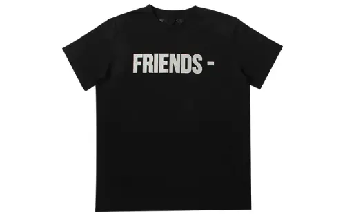 VLONE Friends Series T Shirts Unisex Black Crew Neck Moderate Straight Fit