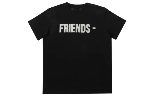 VLONE Friends Series T Shirts Unisex Black Crew Neck Moderate Straight Fit