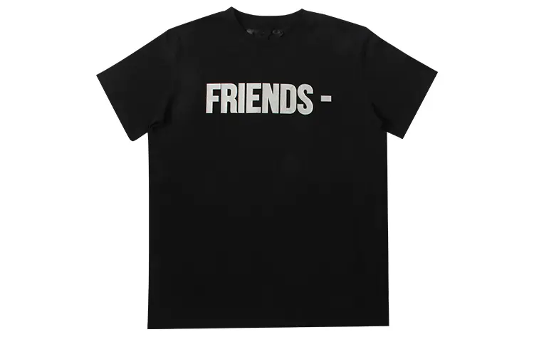 VLONE Friends Series T Shirts Unisex Black Crew Neck Moderate Straight Fit