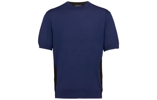 PRADA T Shirts Men's Blue Crew Neck Moderate Straight Fit