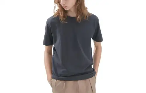 UNIQLO U Collection T Shirts Unisex Asphalt Gray Crew Neck Moderate