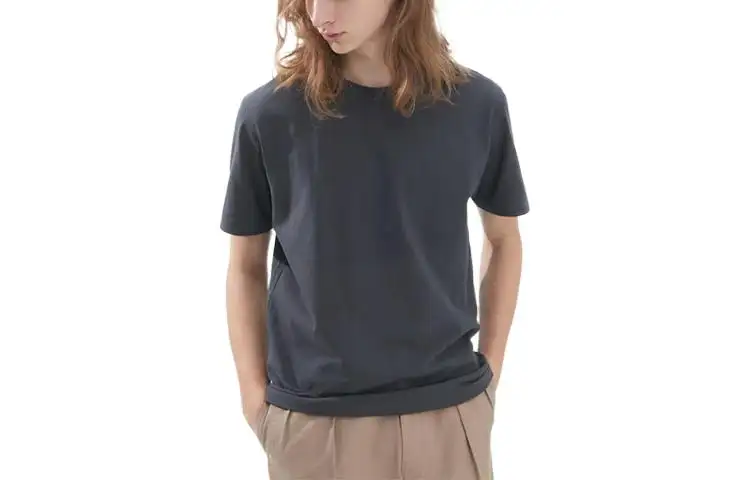 UNIQLO U Collection T Shirts Unisex Asphalt Gray Crew Neck Moderate