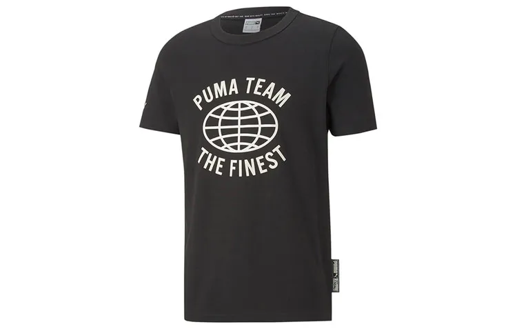 PUMA T-Shirts Men's Black Crew Neck Moderate Straight Fit