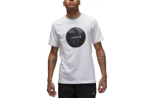 Jordan T Shirts Men's White Crew Neck Moderate Straight Fit