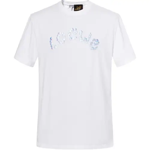 LOEWE T Shirts Men's White Crew Neck Moderate Straight Fit