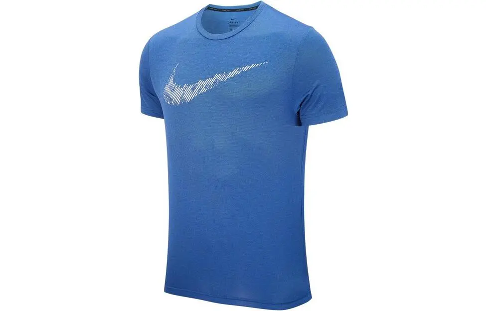 Nike T-Shirts Men's Blue Crew Neck Moderate Straight Fit