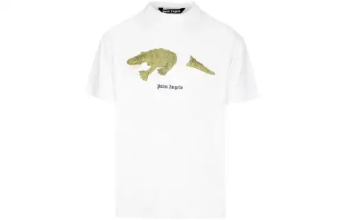 PALM ANGELS T Shirts Men's White Crew Neck Moderate Straight Fit