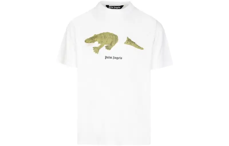 PALM ANGELS T Shirts Men's White Crew Neck Moderate Straight Fit