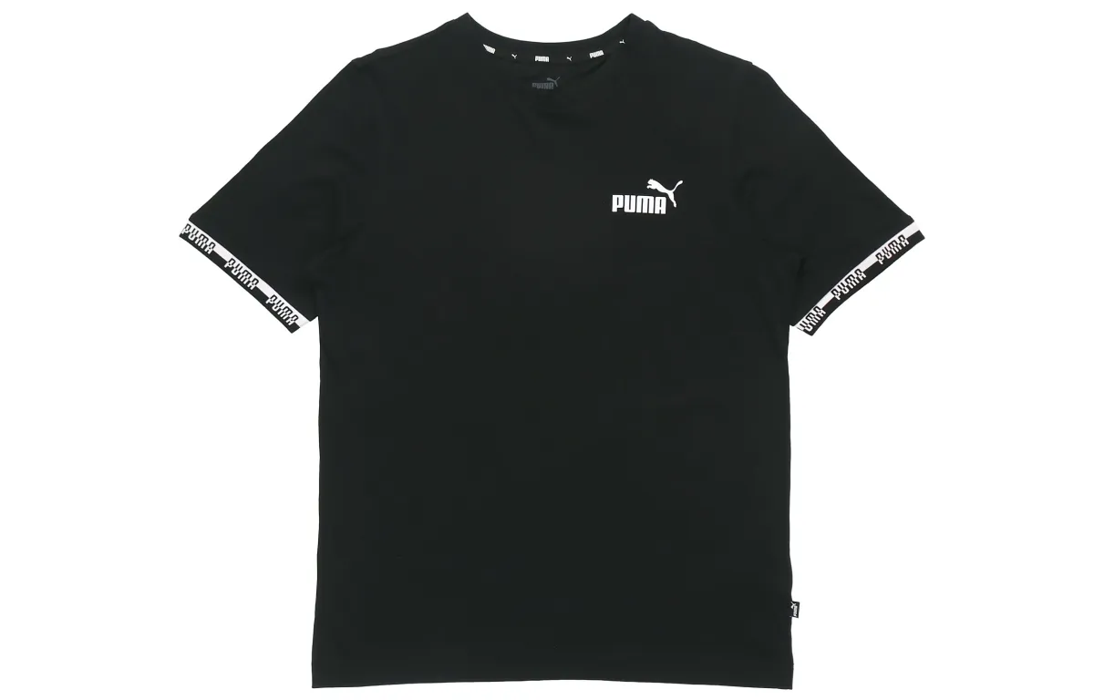 PUMA T-Shirts Men's Black Crew Neck Moderate Straight Fit