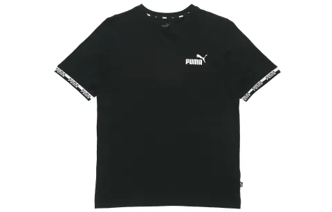 PUMA T-Shirts Men's Black Crew Neck Moderate Straight Fit