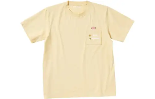 UNIQLO T Shirts Men's Yellow Crew Neck Moderate Straight Fit