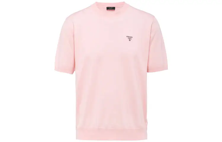 PRADA T Shirts Men's Pink Crew Neck Moderate Straight Fit