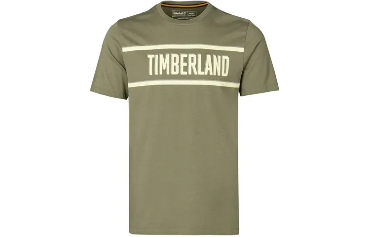 Timberland T Shirts Men's Green Crew Neck Moderate Straight Fit
