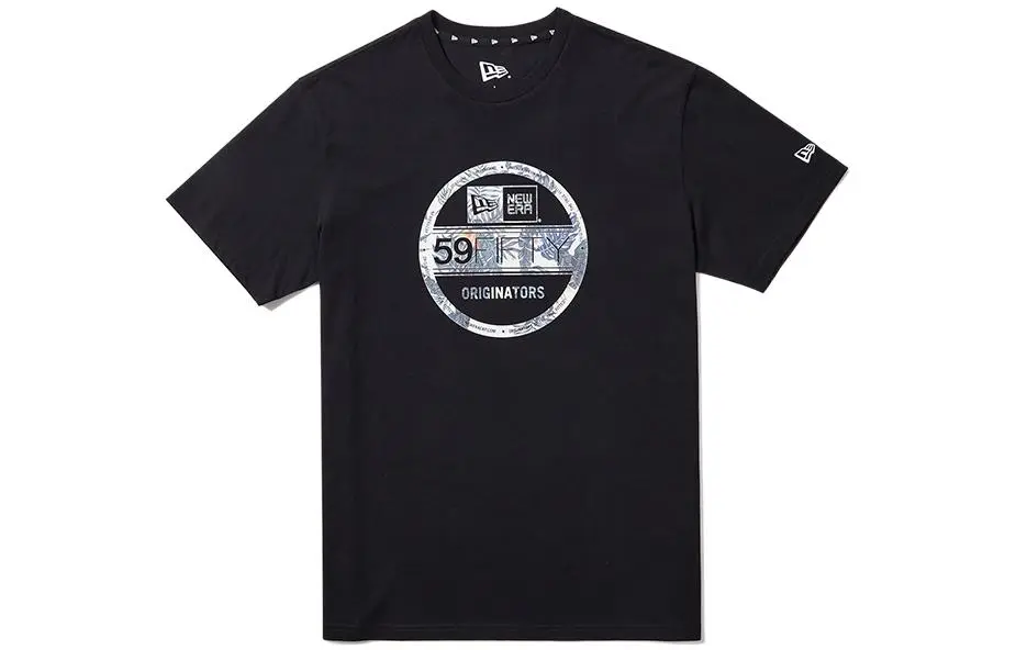 New Era T-Shirts Unisex Black Crew Neck Moderate